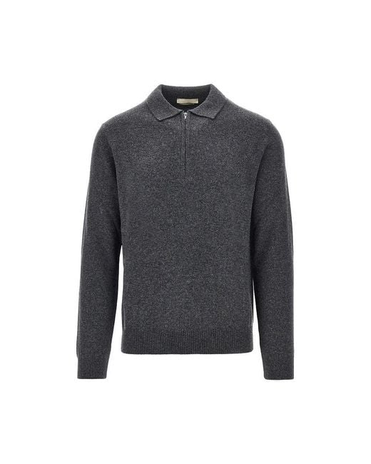 Daniele Fiesoli Gray Upcycled Cashmere Polo Sweater for men