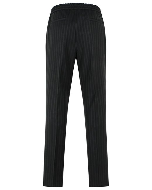 Versace Black Jacquard Wool Pants for men