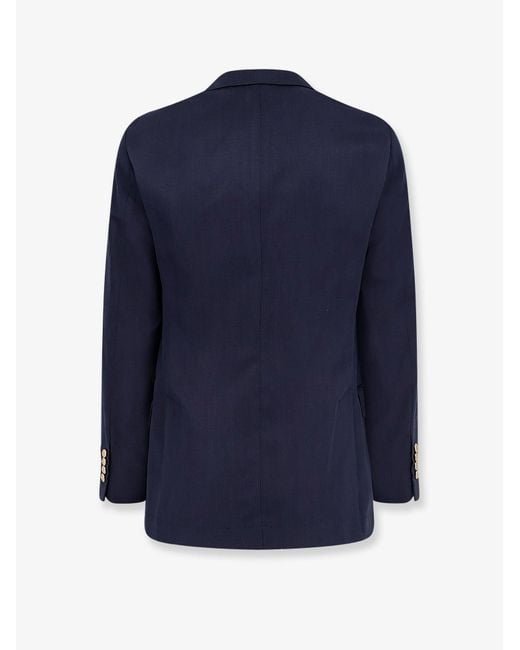 Brunello Cucinelli Blue Silk And Linen Blazer for men