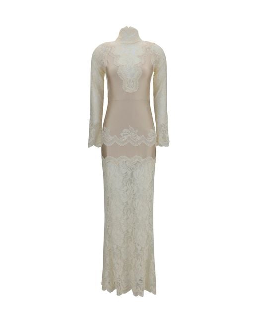 Rabanne White Dress, Lace And Jersey