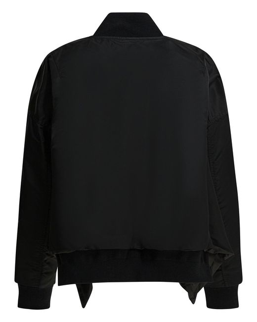 Sacai Black Nylon Zippered Bomber Jacket