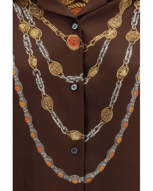 Versace Brown Chain Print Buttoned Shirt