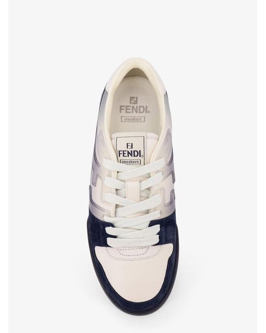 Fendi Blue Match Leather Sneakers With Suede Inserts for men
