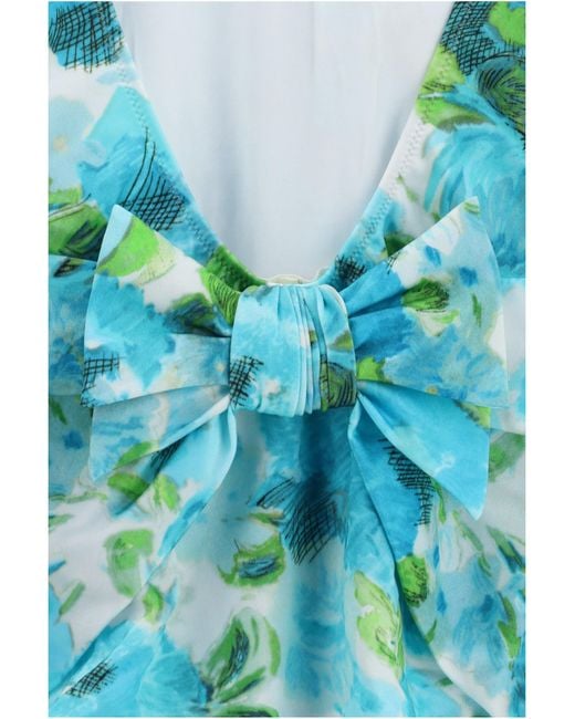Chloé Blue Chloé Aquatic Flowers Print One-Piece Swimsuit