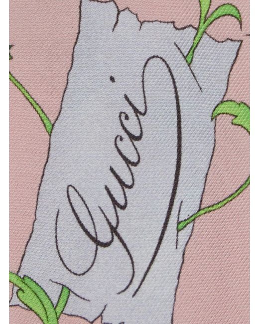 Gucci Pink Twill Silk Scarf