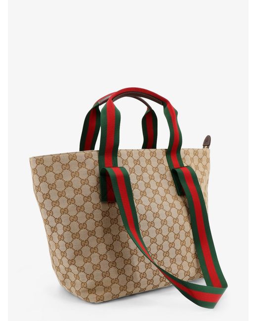 Gucci Brown Gg Fabric Shopping Bag With Nastro Web Handles for men