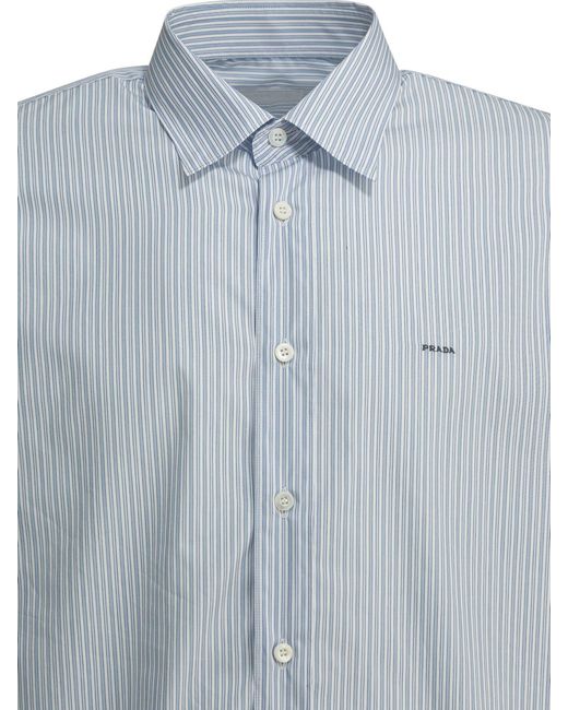 Prada Blue Cotton Shirt for men