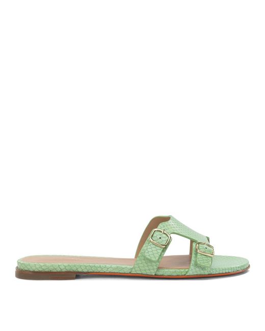 Women's Green Goat Cow Leather Sandals
