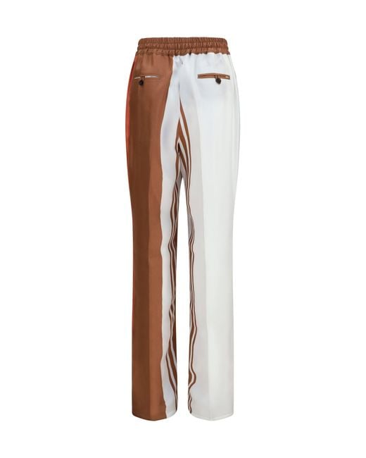 Kiton Brown Striped Silk Pants