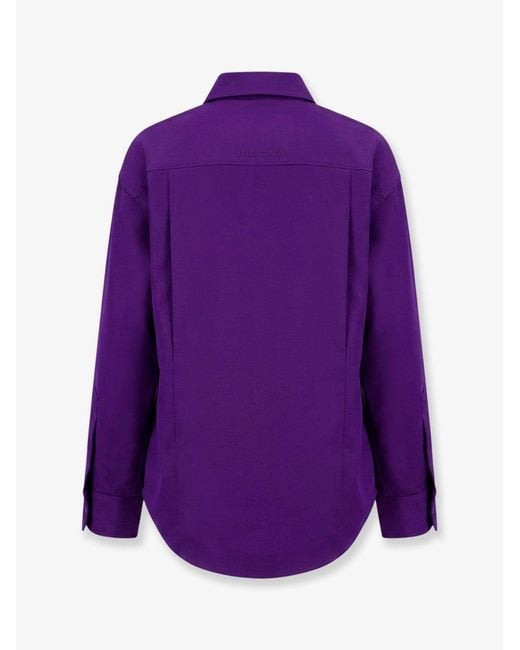 Balenciaga Purple Silk Button-Front Shirt With Patch Pocket