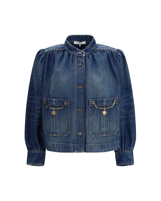 Women's Blue Chloã Gathered High-Neck Jacket