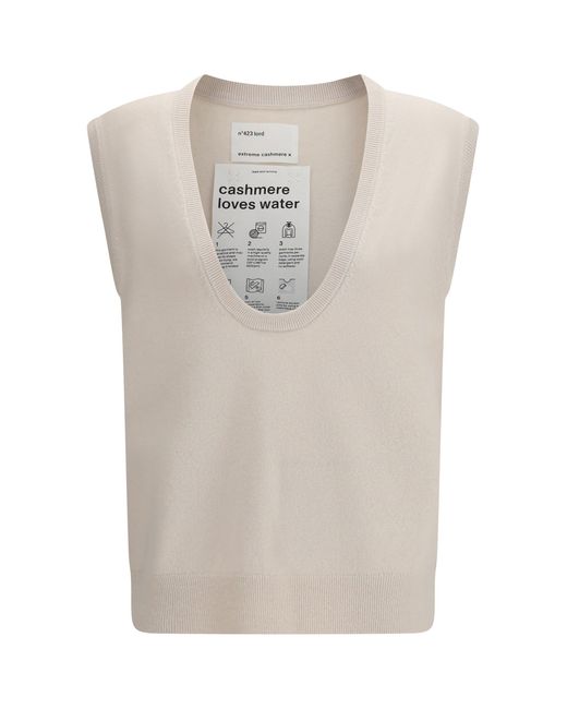 Extreme Cashmere White Sleeveless Sweater N°423 Lord Cashmere