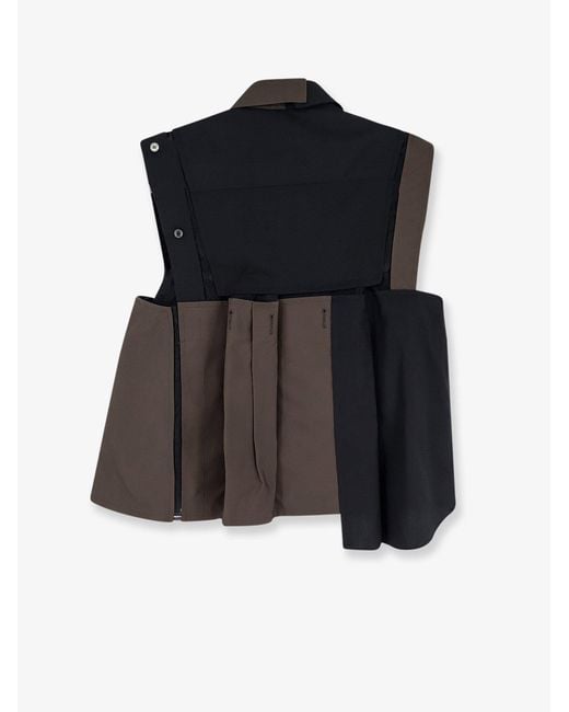 Sacai Black Patchwork Cotton Shirt