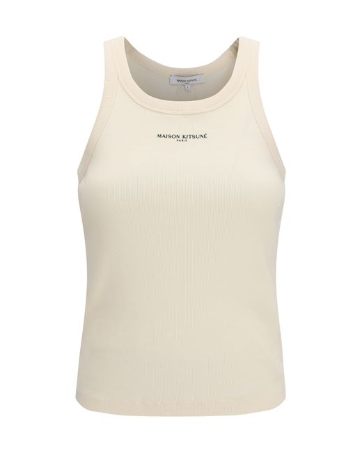 Maison Kitsuné Natural Ribbed Tank Top Noble