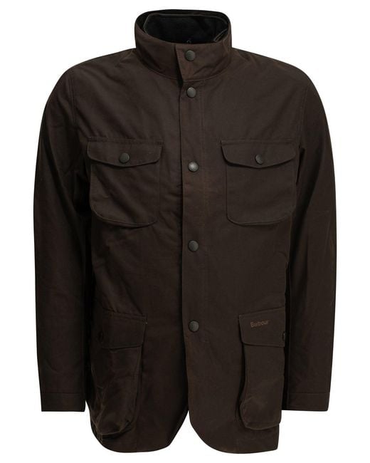 Barbour Black "Ogston Wax" Quilted Jacket for men