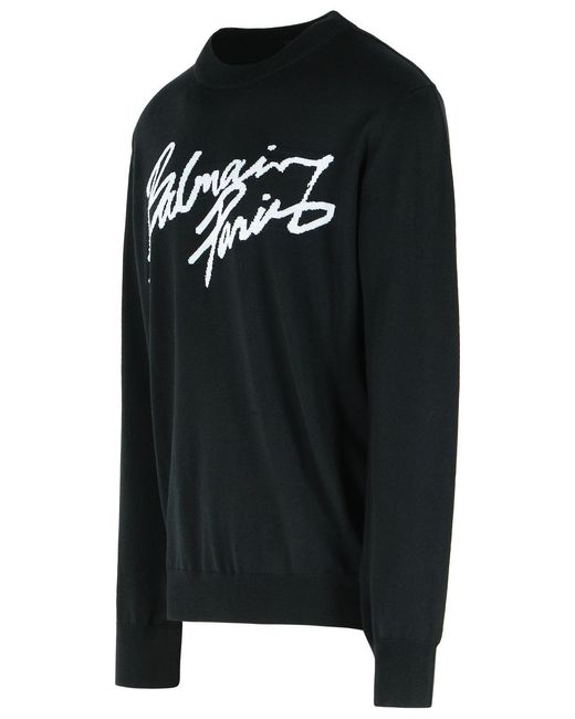 Balmain Black Merino Wool Sweater for men