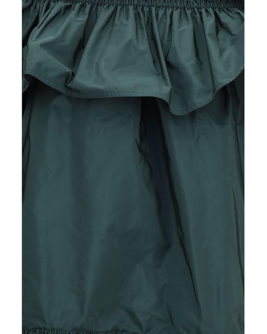 Saint Laurent Green Ruffled Nylon Poplin Dress