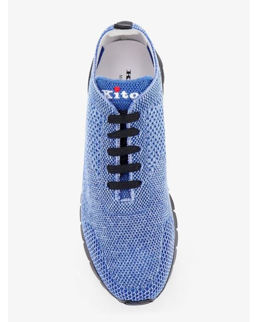 Kiton Blue Knitted Fabric Sneakers for men