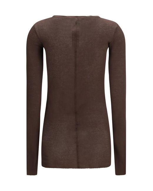 Rick Owens Brown Long-Sleeved T-Shirt