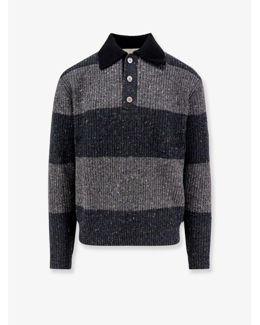 DUNST Black Chunky Rugby Wool Blend Sweater