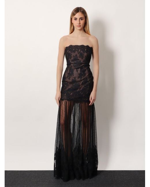 retroféte Black Maxi Dress With Sweetheart Neckline And Lace Bustier