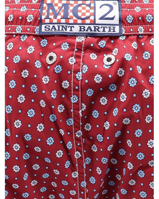 Mc2 Saint Barth Red Nylon Swim Shorts for men