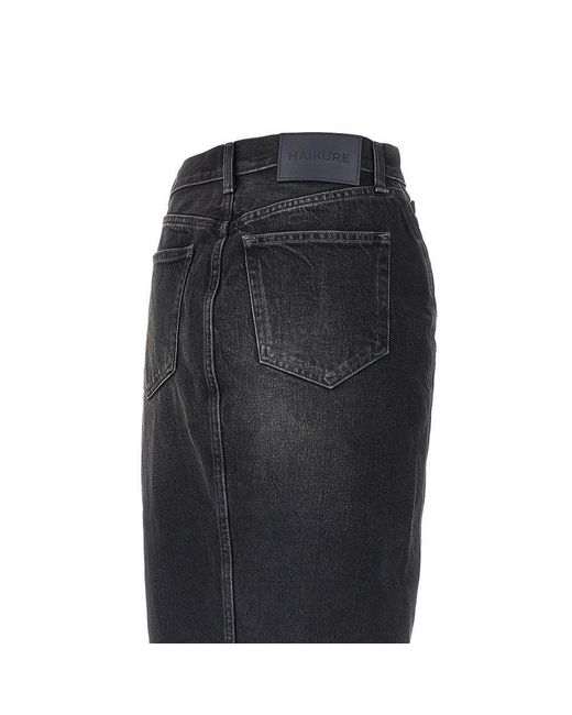 Haikure Black Denim Midi Skirt