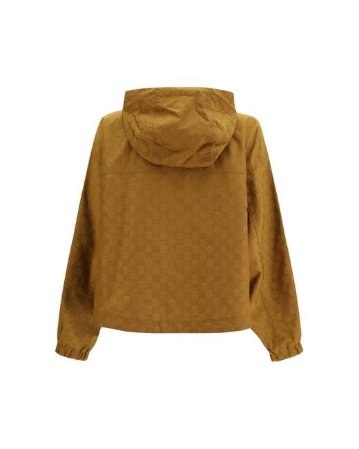 Gucci Natural Short Technical Jacquard Jacket With All-Over Gg Motif