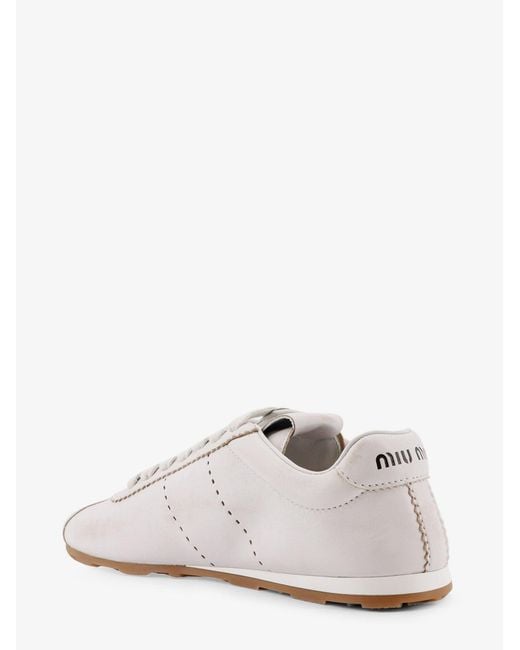 Miu Miu White Plume Leather Sneakers