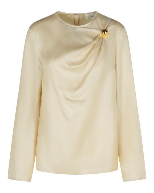 Loulou de Saison Natural Azae Draped Blouse Ivory Silk