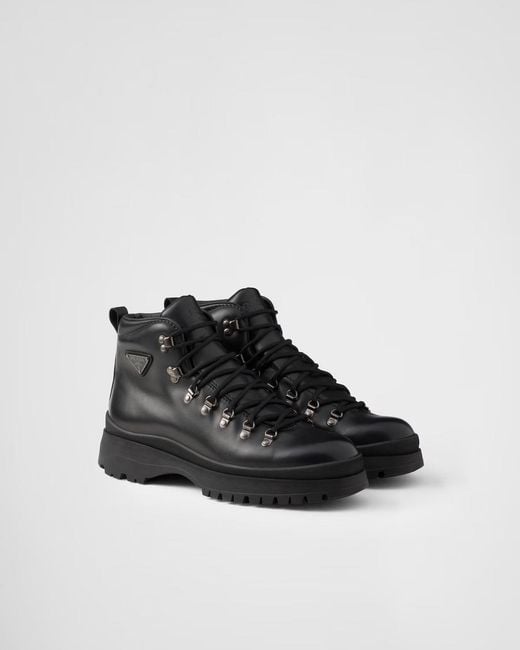 Prada Black "Brixxen" Lace Up Ankle Boots