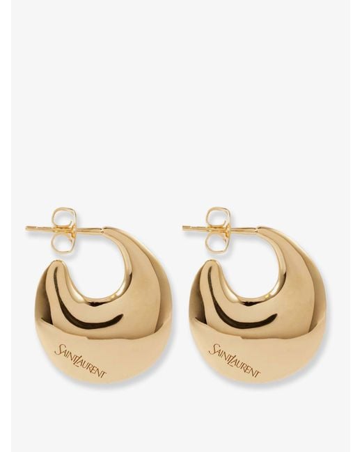Saint Laurent Metallic Brass Earrings With Finishes