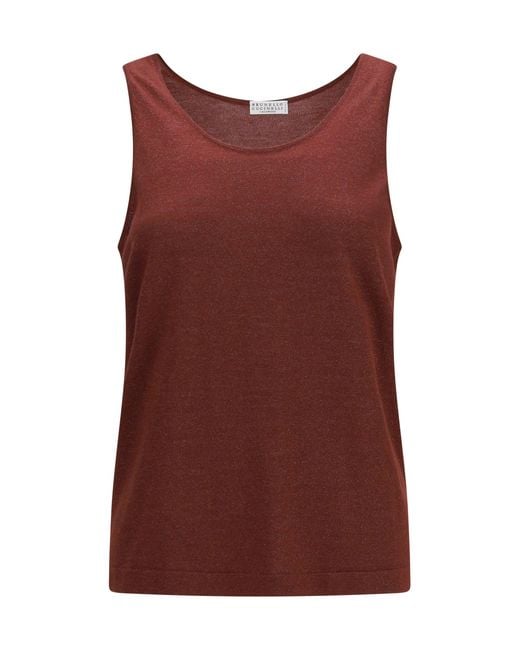 Brunello Cucinelli Red Luminous Knit Tank Top