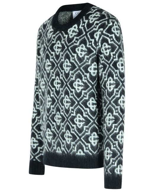 Casablanca Black Mohair Blend Monogrammed Sweater for men