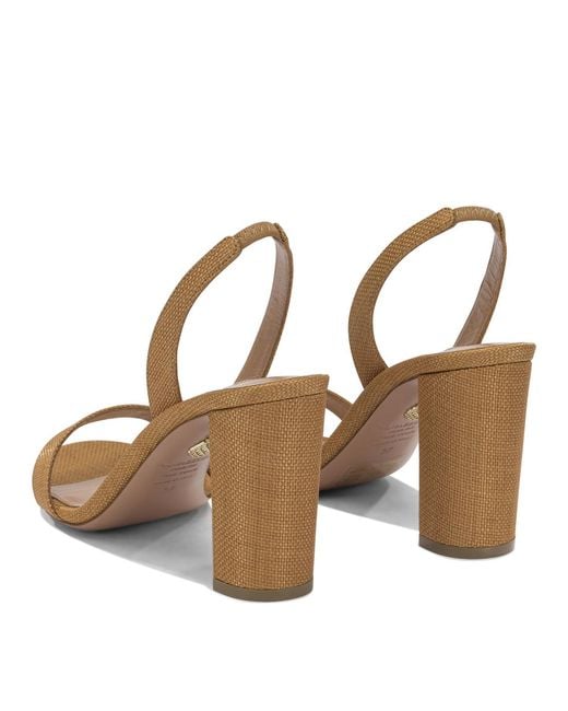 Aquazzura Metallic So Nude Block 85Mm Viscose Leather Sandals