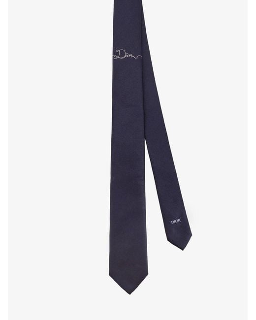 Dior Blue Ribbon Silk Tie for men
