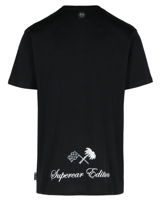 Philipp Plein Black 'Skull Strass' Cotton T-Shirt for men