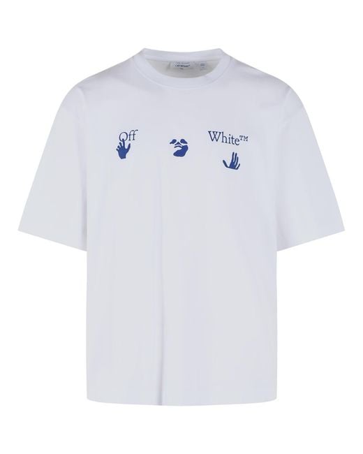 Off-White c/o Virgil Abloh White Cotton T-Shirt With Artistic 'Bacco Arrow' Print for men