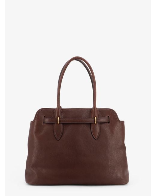 Miu Miu Brown Aventure Leather Handbag With Front Lettering Logo