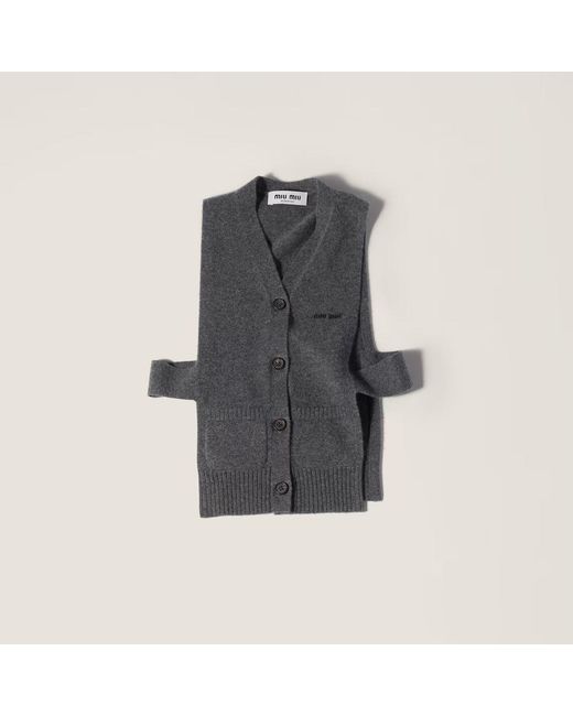 Miu Miu Blue Cashmere Cardigan Vest