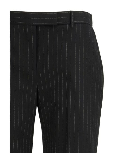 McQueen Black Pinstriped Tailored Pants