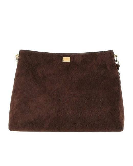 Dolce & Gabbana Brown 'Vittoria' Suede Leather Big Bag