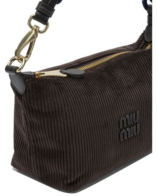 Miu Miu Black Velvet Shoulder Bag With Logo