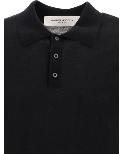 Golden Goose Deluxe Brand Black Merino Wool Polo Shirt for men