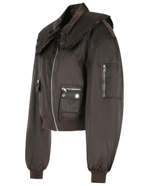 Ganni Black Polyamide Bomber Jacket