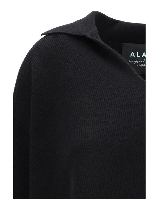 Alanui Black Sweater With Polo Collar