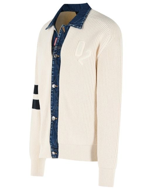 DSquared² Blue Light Cotton Blend Sweater for men