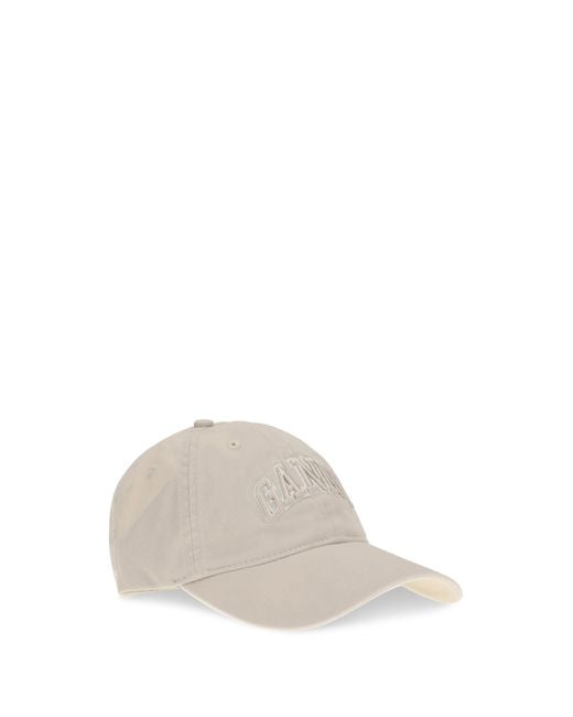 Ganni White Canvas Cap With Logo