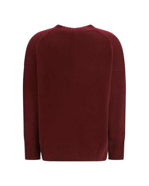 Allude Red Cashmere Crewneck Sweater