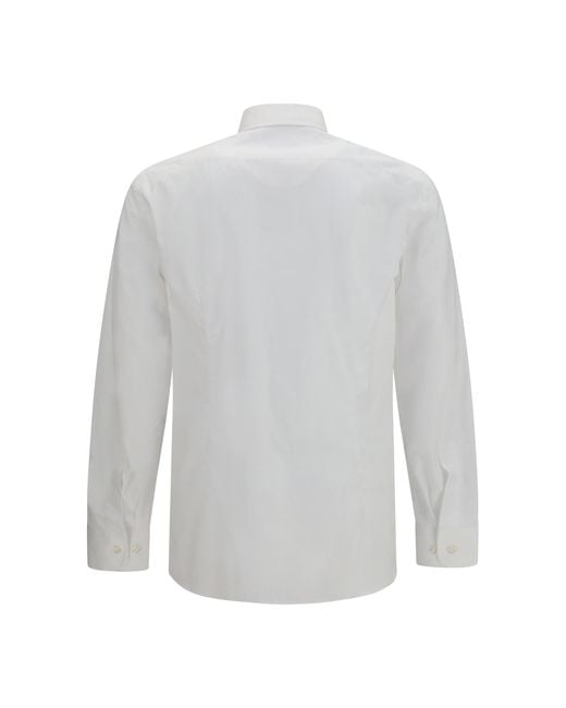 Etro White Roma Cotton Shirt With Pegaso Logo for men